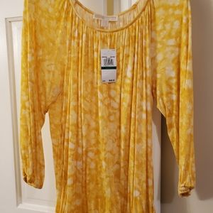 Michael Kors Yellow Peasant Top, NWT, Large